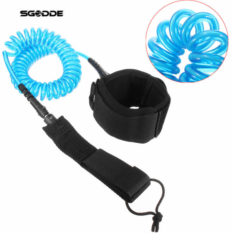 Adjustable Surf Board Coiled 7mm 10 Foot Long Surfing Bodyboard Surfboard Paddle Strap Kit Leash Wrist Ankle Safety Swivel Leash