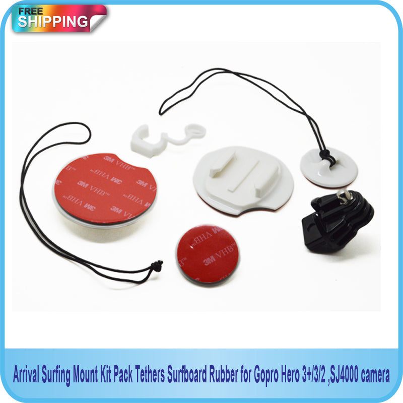 Free Shipping!!Arrival Surfing Mount Kit Pack Tethers Surfboard Rubber for  Gopro Hero 3+/3/2 , GITUP,SJ4000,Xiaomi Yi camera