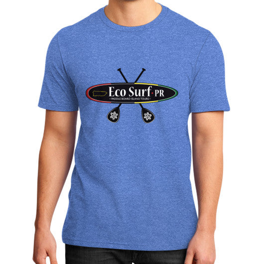 District T-Shirt (on man) Heather blue Eco Surf Puerto Rico