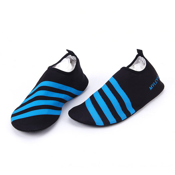 Unisex Water Sports Slip on Men Women Surf Aqua Beach Water Socks Shoes Sport Yoga Swimming Diving Anti-slip Bottom Blue Stripes