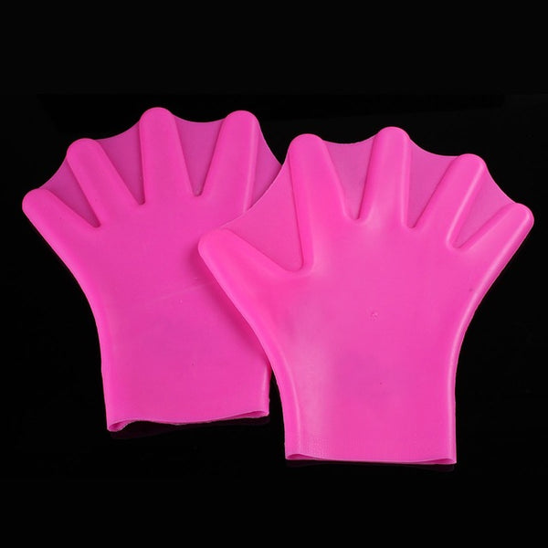 1Pair Swimming Webbed Gloves Adult Swimming Finger Fin Hand Paddle Wear Silicon Swimming Fins Swinning Assistant