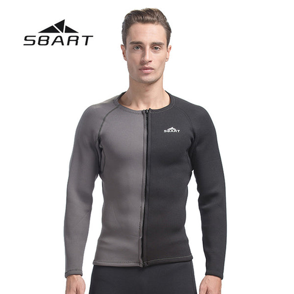 SBART 3mm Neoprene Winter Wetsuit Jacket Men Rash Guard Scuba Diving Swimwear Kite Surfing Snorkeling Swimsuit Tops & T-Shirt