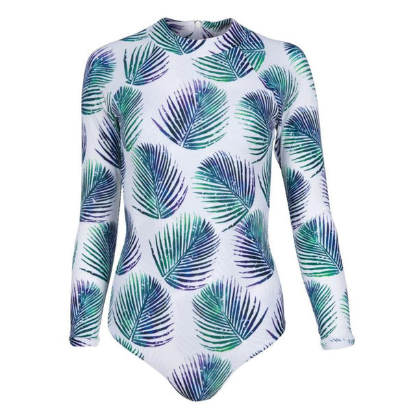 Surfing wear flowers printing long sleeve One Piece Swimsuit  sexy girls Bikini women Swimsuit Swimwear #E0