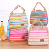 Portable Stripe lunch Bag Food Picnic Lunch Bags for Women kids Men Cooler Lunch Box Bag Tote outdoor camping picnic bag