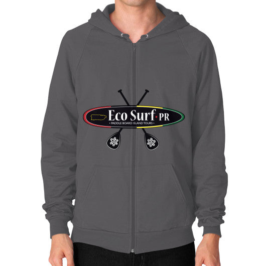 Zip Hoodie (on man) Asphalt Eco Surf Puerto Rico