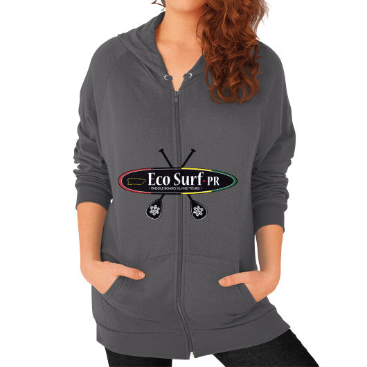 Zip Hoodie (on woman) Asphalt Eco Surf Puerto Rico